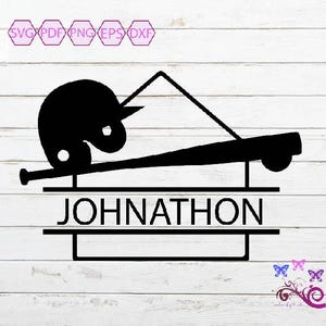 Baseball Monogram SVG, Split Baseball Monogram, Baseball Bat, Baseball Helmet, Play Baseball, Baseball Team, Digital Download