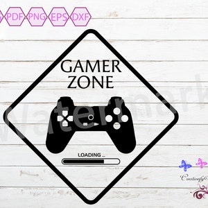 Gamer Zone Loading SVG, Xbox Controller, Video Gaming Symbol, Game Controller, Loading Bar, Game Nerd, Playstation PS4, Digital Download