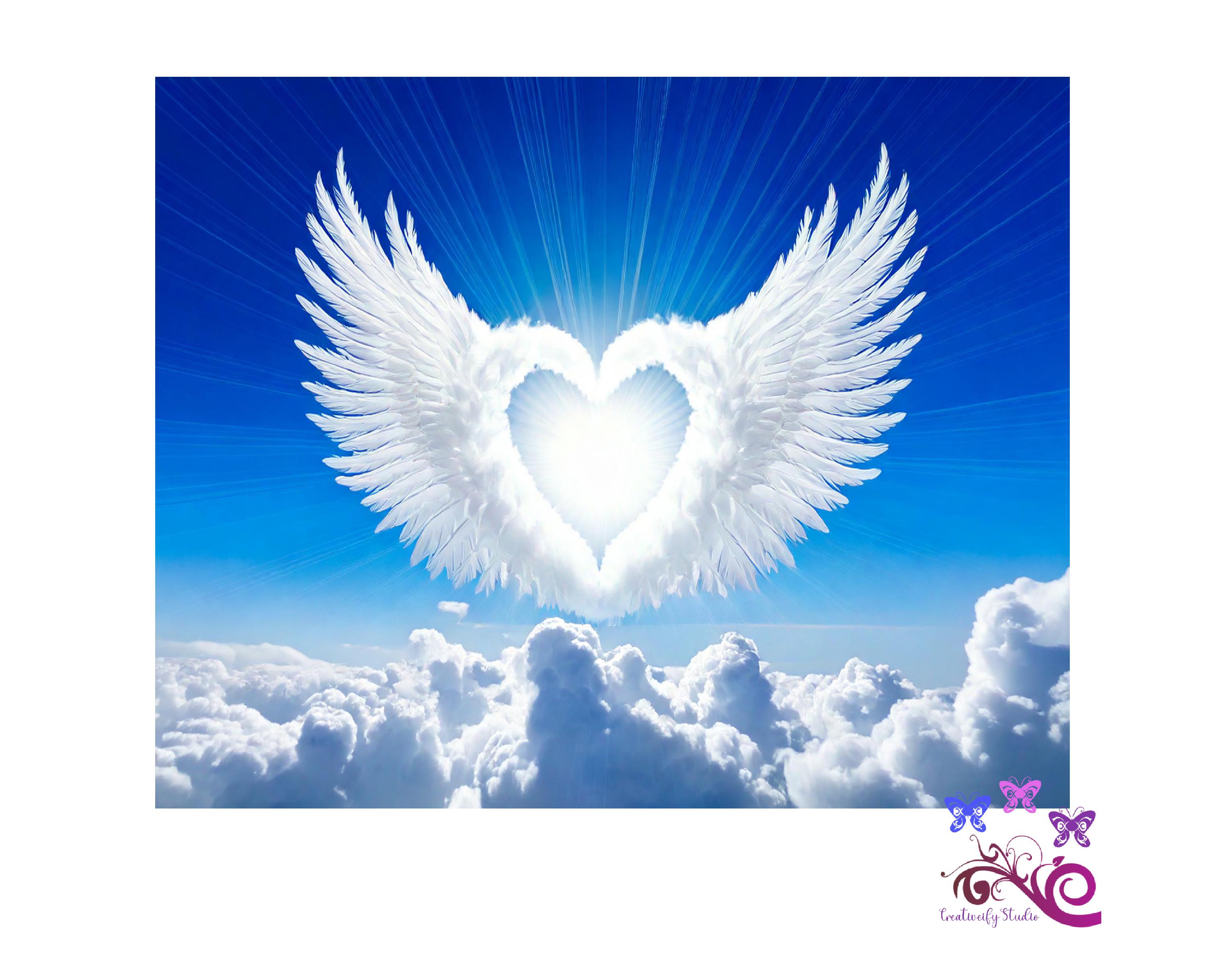 Claud's For Rip Heaven Background With Wings and Heart PNG, Memorial Image, in Loving ...