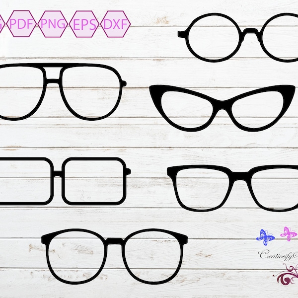 Eye Glasses SVG, Lenses SVG, Glasses Clipart, Glasses Frames, Eyeglasses SVG, Glasses Files, Cut File, Adult Glasses, Digital Download