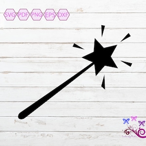Magic Wand SVG, Wand Silhouette, Magicians Wand, Make A Wish, Wand Clipart, Fairy Tale, Princess Wand, Witch And Wizard, Digital Download