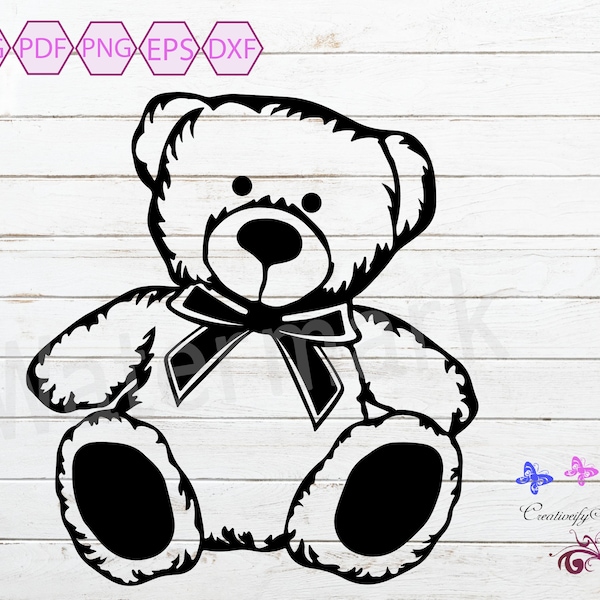 Teddy Bear SVG, Cute Bear Svg, Teddy Bear Clipart, Bear Cut File, Bear Silhouette, Teddy Bear Vector, Cricut File, Digital Download