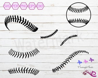 Baseball Stitches SVG, Baseball Laces, Baseball Vector, Baseball Silhouette Cut File, Sports Clipart, Small Commercial Use, Digital Download