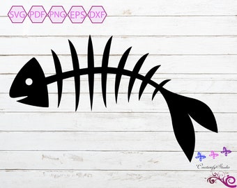 Fish Bones SVG,  Fish Skeleton, Dead Fish, Fish Skull, Fishing SVG, Fishing Lure, Fish Silhouette, Small Commercial Use, Digital Download