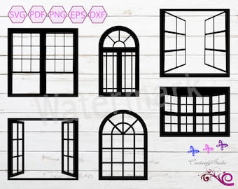 Window Clipart SVG, Window Designs, Window Frame, Open Window, Window Vector, Window Cut File, House Windows, Digital Download
