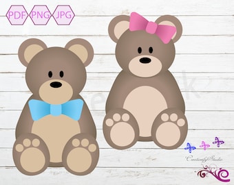 Teddy Bear PNG, Cartoon Bear, Kids Room Decor, Teddy Bear Clipart, Bear Silhouette, Cricut Cut File, Sublimation Images, Digital Download
