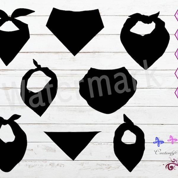 Pet Bandana SVG Clipart, Dog Bandana, Dog Scarves, Cat Bandana, Doggy Scarf, Pet Vector Bandana, Cricut Cut File, Digital Download