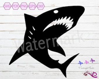 Shark SVG, Fish Cut File, Underwater SVG, Shark Vector, Shark Stencil, Great White Clipart, Shark Mascot, Shark Tail, Digital Download
