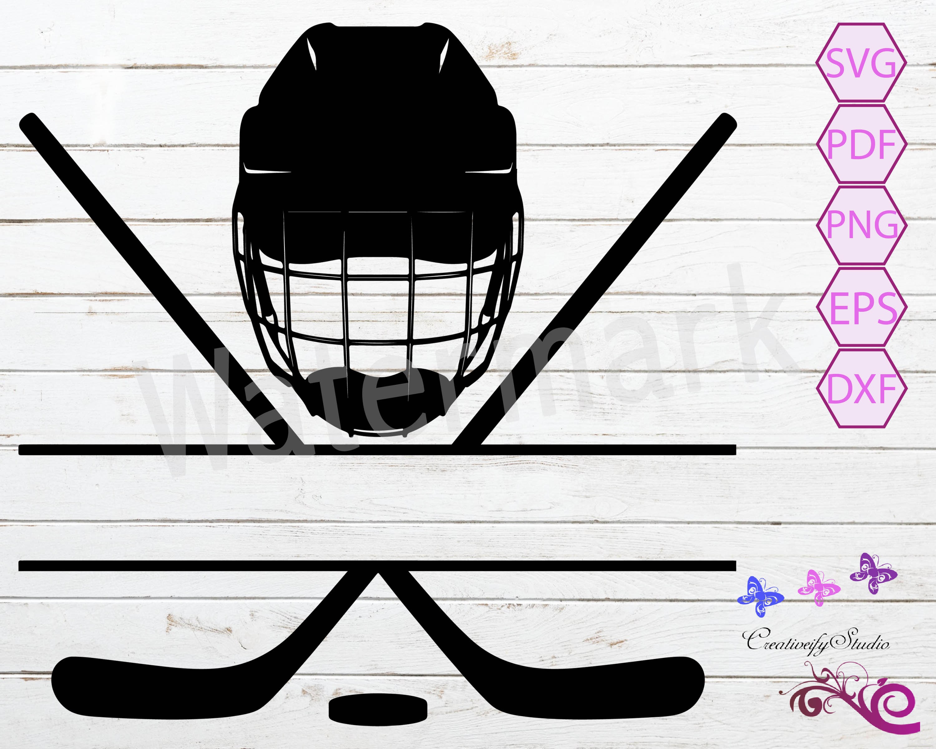 Hockey Split Monogram SVG Hockey Stick Hockey Helmet Play Etsy Canada