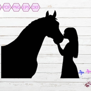 Girl Kissing Her Horse SVG, Horse Clipart, Horse Lover, Horse Decal, Girl And Her Horse, Horse Silhouette, Pony Clipart, Digital Download