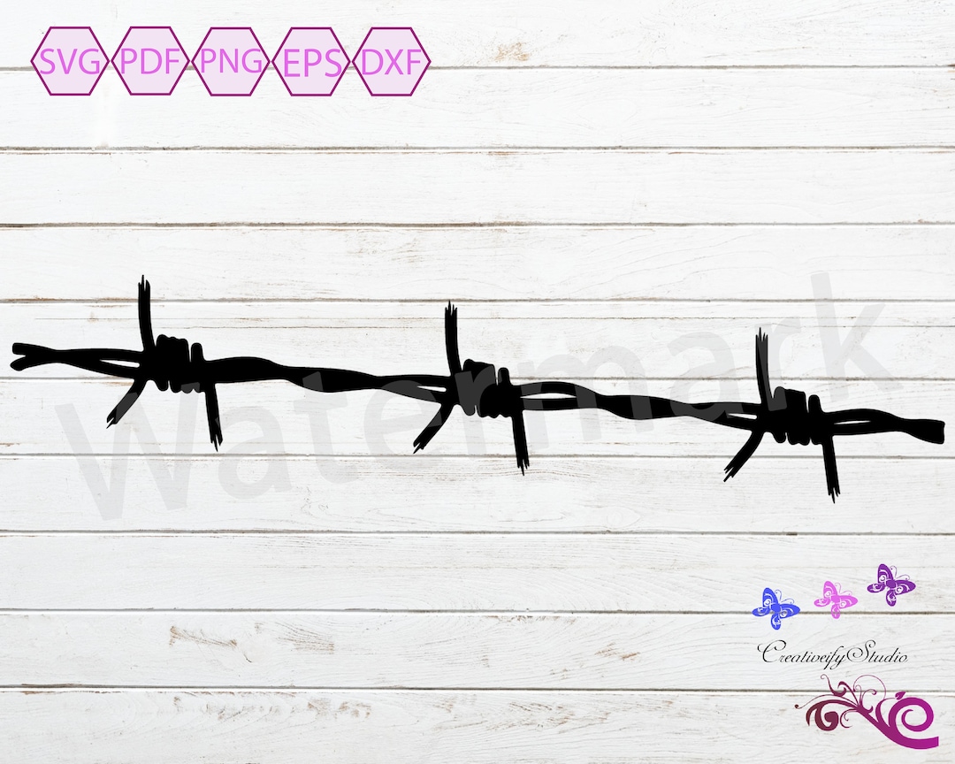 Barbed Wire SVG, Spiked Wire, Fence Wire, Jail Fence, Straight Barbed ...