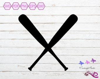Crossed Baseball Bats SVG, Baseball Silhouette, Play Ball, Baseball Monogram, Bat Image, Sports Game, Summer Game, Digital Download