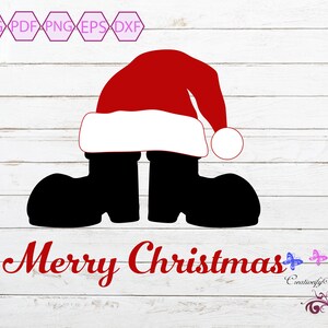 Merry Christmas SVG, Happy Holidays, Christmas Quote, Santa Hat, Santa&#39;s Boots, Happy Xmas, Small Commercial Use, Digital Download