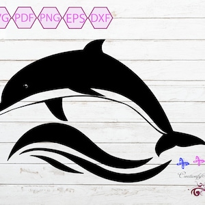 Dolphin SVG Silhouette, Dolphin Vector, Dolphin Clipart, Dolphin Stickers, Fish Clipart, Dolphin Cut File, Dolphin Shirt, Digital Download