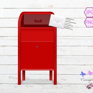 Mailbox Image, Red Mailbox, Letter Delivery, Mail Carrier, Post Office Box, Mail Dropbox, Post Box, Small Commercial Use, Digital Download