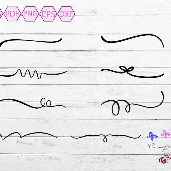 Text Tails SVG, Divider Lines SVG, Curved Lines, Decorative Lines, Calligraphy Lines, Filigree Images, Ornamental Images, Digital Download