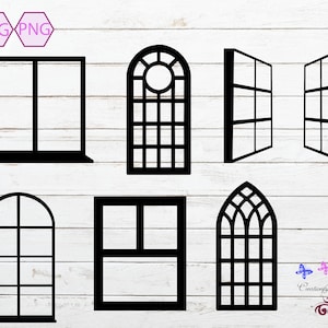 Windows SVG, Window Frames, Cuttable Design, Window Vector, Laser Cut Files, Window Designs, Arched Window, Digital Download