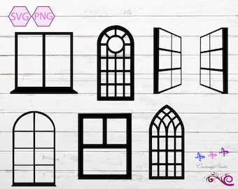 Windows SVG, Window Frames, Cuttable Design, Window Vector, Laser Cut Files, Window Designs, Arched Window, Digital Download
