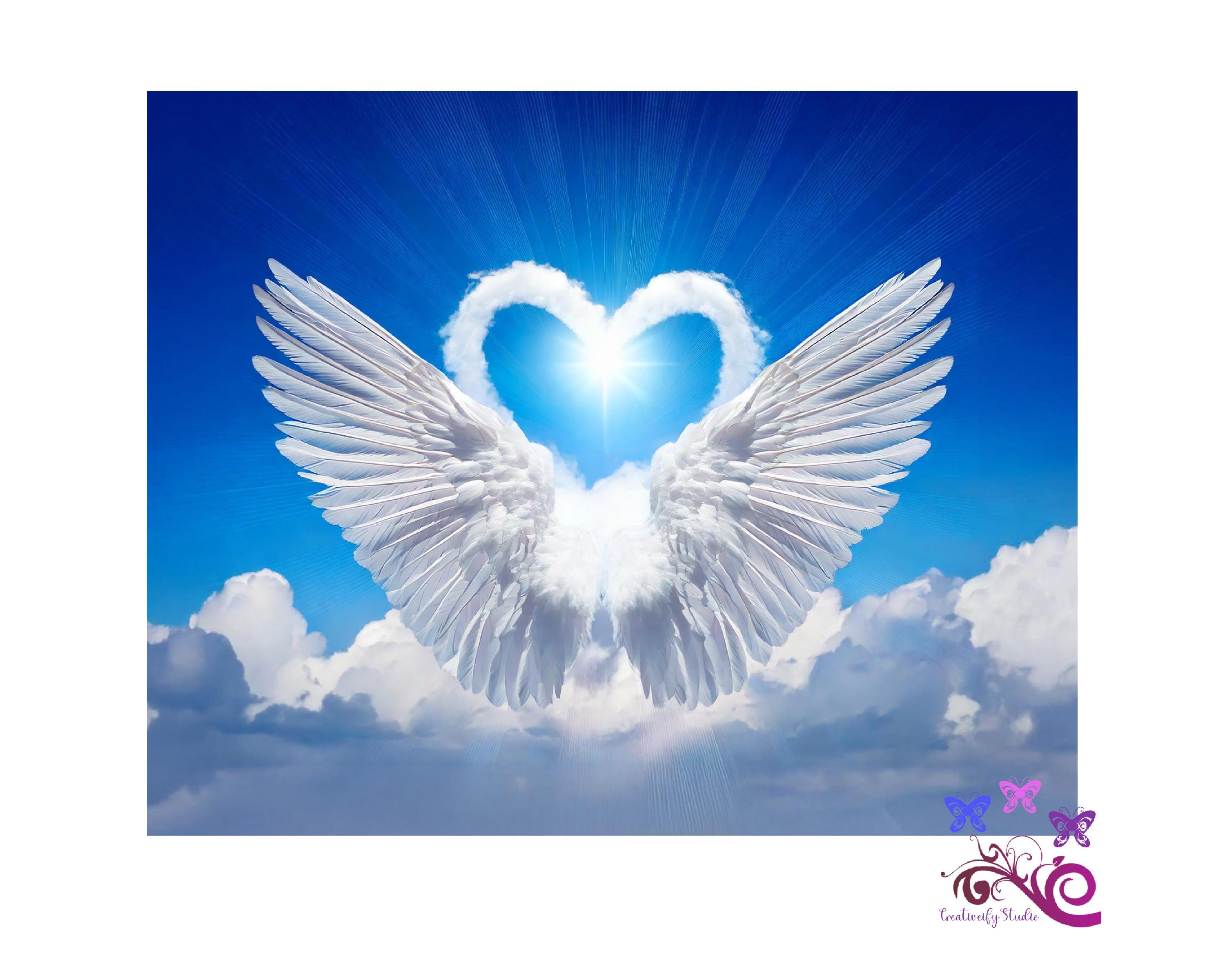 Claud's For Rip Heaven Background With Wings and Heart PNG, Memorial Image, Stairway to ...