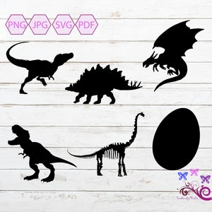 Dinosaurs Bundle SVG Clipart Silhouette, Dinosaur Lover, Dinosaur Egg, T-Rex Dinosaur, Dinosaur Clipart, Kids Room Art, Digital Download
