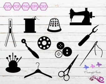 Sewing Machines, Sewing Clipart, Seamstress Accessory, Tailored SVG, Needle and Thread, Small Commercial Use, Cricut File, Digital Download