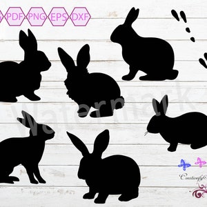 Rabbit SVG Clipart, Bunny Silhouettes, Rabbit Vector, Bunny Clipart, Rabbit Tracks, Easter Bunny SVG, Rabbit Vinyl, Digital Download
