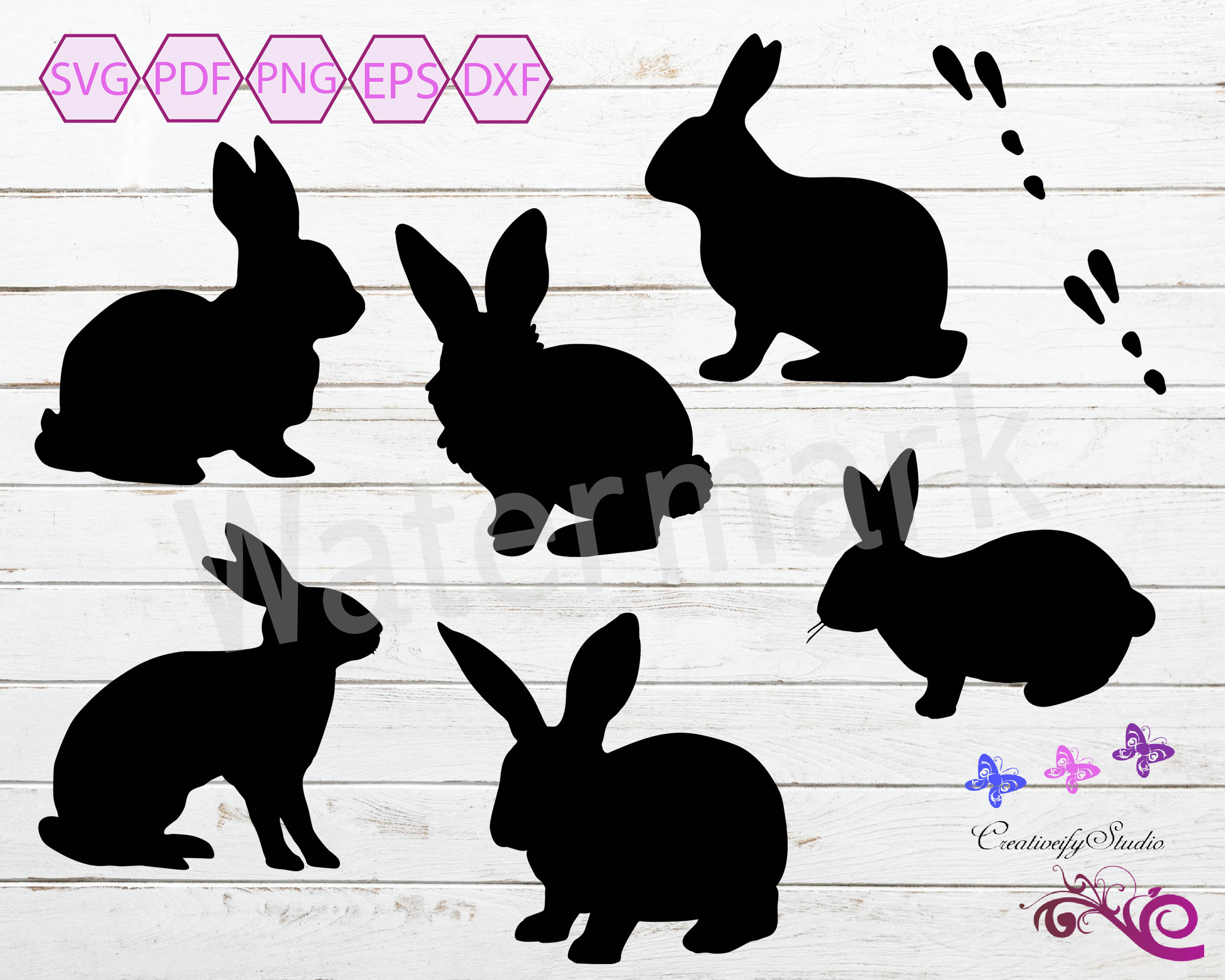 Download Rabbit Svg Clipart Bunny Silhouettes Rabbit Vector Bunny Etsy