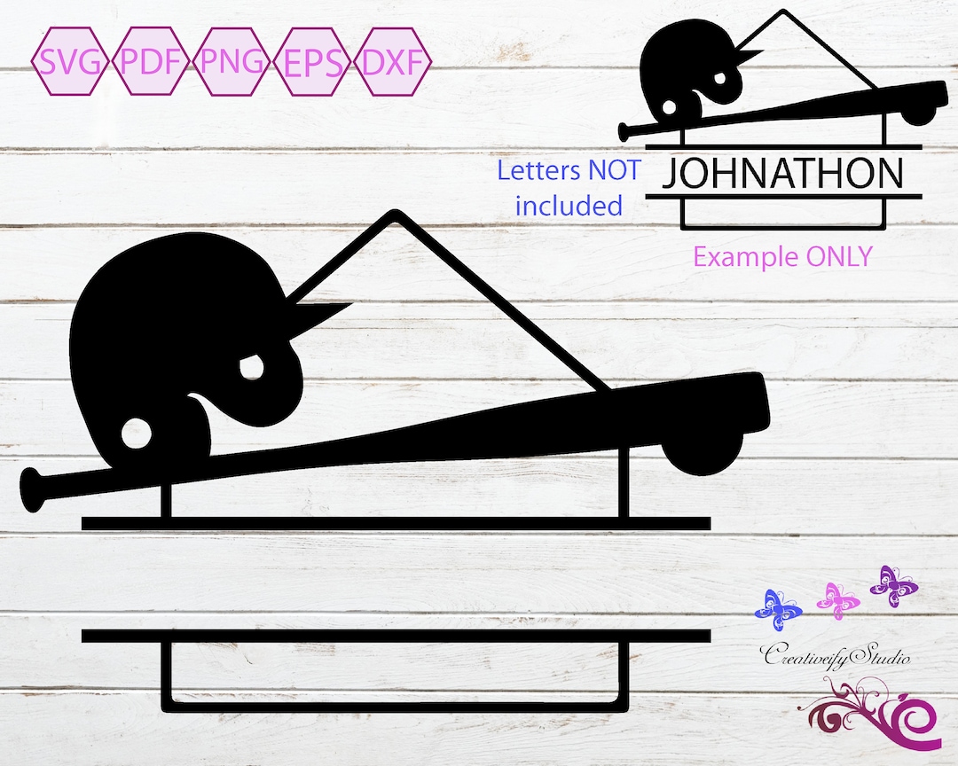 Baseball Monogram SVG, Split Baseball Monogram, Baseball Bat, Baseball ...