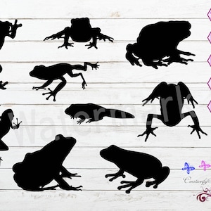 Frog Silhouette SVG Clipart, Toad Clipart, Frog Silhouette, Slimy Frog, Jumping Frog, Warts SVG, Small Commercial Use, Digital Download