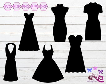 Dresses SVG Clipart, Dress Bundle, Dress Silhouette, Summer Dress, Evening Wear, Party Dress, Womens Dress, Dress Clipart, Digital Download