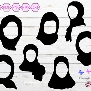 Hijab SVG, Head Covering, Headscarf Clipart, Veil Clipart, Muslim Women, Hijab Scarves, Fashion Clipart, Cut File, Digital Download