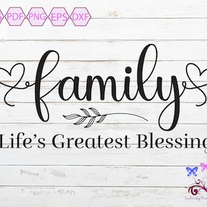 Family Life's Greatest Blessing SVG, Home Wall Decor, Family Sign, Motivational Quote, Family SVG, Housewarming Gift, Digital Download