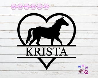 Horse Monogram SVG, Personalized Name Split Monogram For Horse Lovers, Equestrian Gift, Laser Engraving, Wall Decor, Digital Download