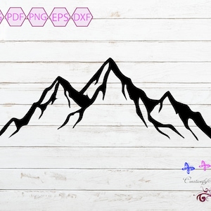Mountains SVG, Mountain Scenery, Mountain Landscape, Mountain Vector, Mountain Silhouette, Mountain Clipart, Glowforge, Digital Download image 1
