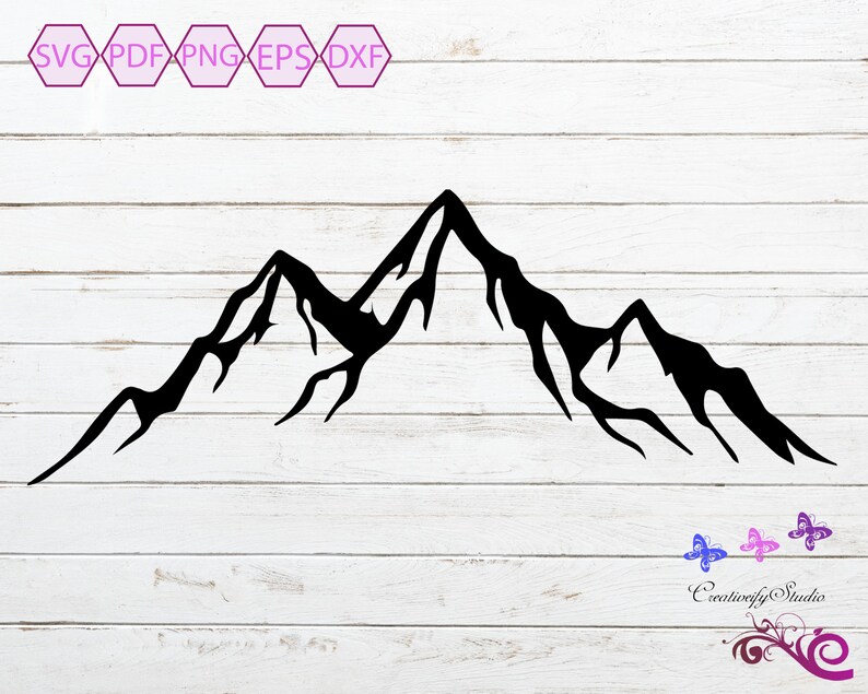 Mountains SVG, Mountain Scenery, Mountain Landscape, Mountain Vector, Mountain Silhouette, Mountain Clipart, Glowforge, Digital Download image 1
