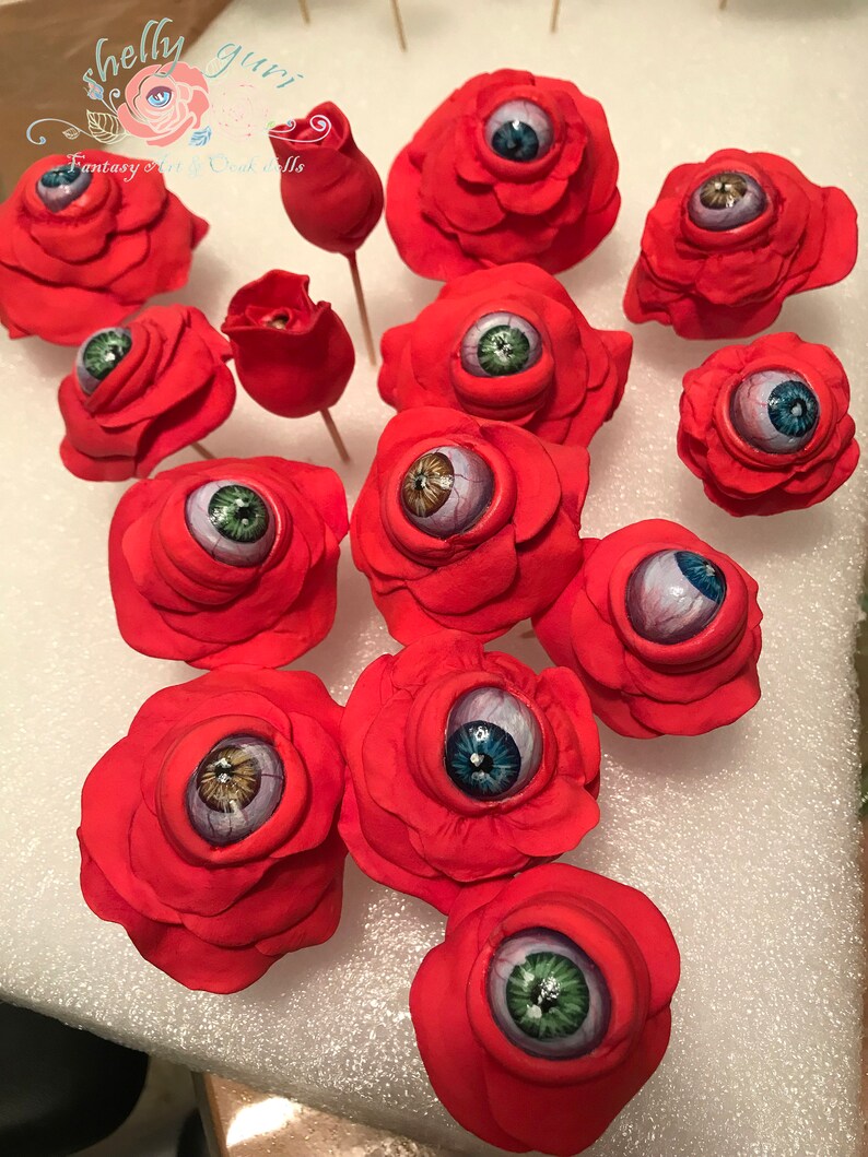 Enchanted Shy Red Roses/halloween Decoration/creepy Clay Etsy