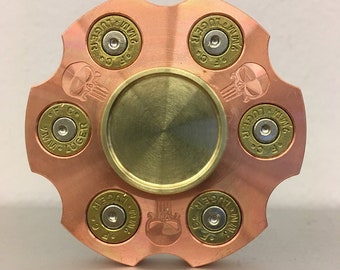 LIMITED:  The Punisher 9mm Fidget Spinner in matte or Polished COPPER with 12 9mm Shell Casings