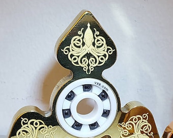 Fidget Spinner 'Cthulhu'  - Laser Engraved EDC Spinner Solid Brass or Copper Metallic Fidget Spinner Cthulhu Lies Waiting