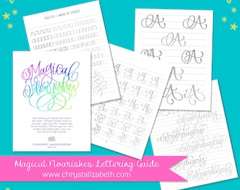 Magical Flourishes Lettering Guide – Printable Worksheets for Brush Lettering