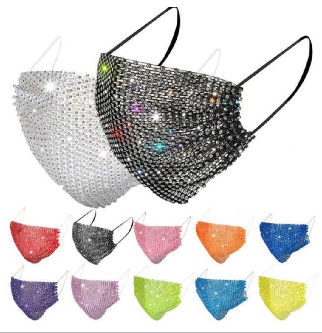 Rhinestone Face Mask - Etsy