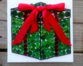 Button Box Christmas Gift - Bead and Button Art - Canvas - Wall Art - 6" x 6"