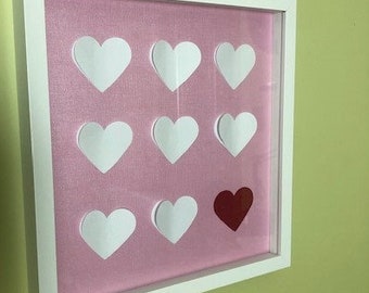 Wall Hanging, Nursery Decor, Valentine's Day, Valentine's Day Decor, Hearts, Heart Wall Hanging, Pink and White, Gift