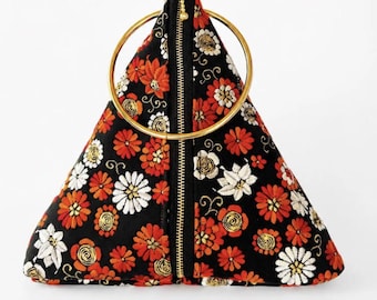 Geüpcycled zijden Obi-kimonotas: gelukskoekje, vintage Japanse stoffen clutch