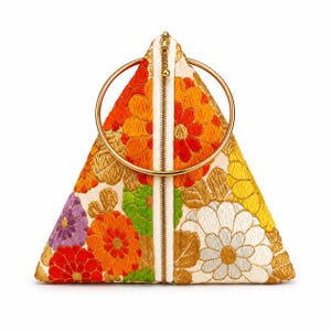 Upcycled Seide Obi Kimono Tasche: Fortune Cookie Form, Vintage japanische Stoff Clutch