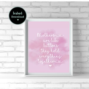 Mothers day gift, Mothers are like buttons they hold everything together, Mothers day print