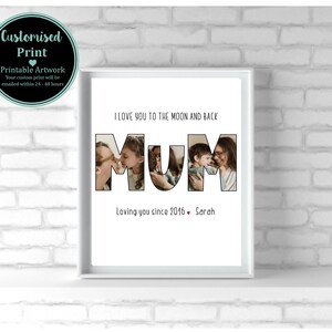 Personalised Mum Print  | Mothers Day Print - We/I love you to the moon and back - Wall Art  ** PRINTABLE ARTWORK**