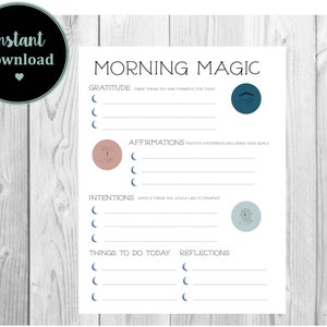 Morning Magic - Mindset Journal | printable journalling for Growth, Gratitude Journal, Positivity, Miracle Mornings & Law of attraction
