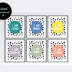 Positive Daily Affirmations, daily affirmation for children, kids affirmations, positive prints, kids I am print, positive print affirmation