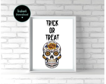 Trick or Treat Halloween Print - Halloween decor - Halloween Printable Decor - Halloween Wall Art