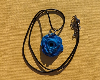 Blue rose protection eye necklace